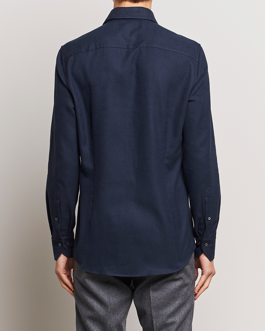 Herre | Skjorter | Stenströms | Slimline Micro Structure Flannel Shirt Navy