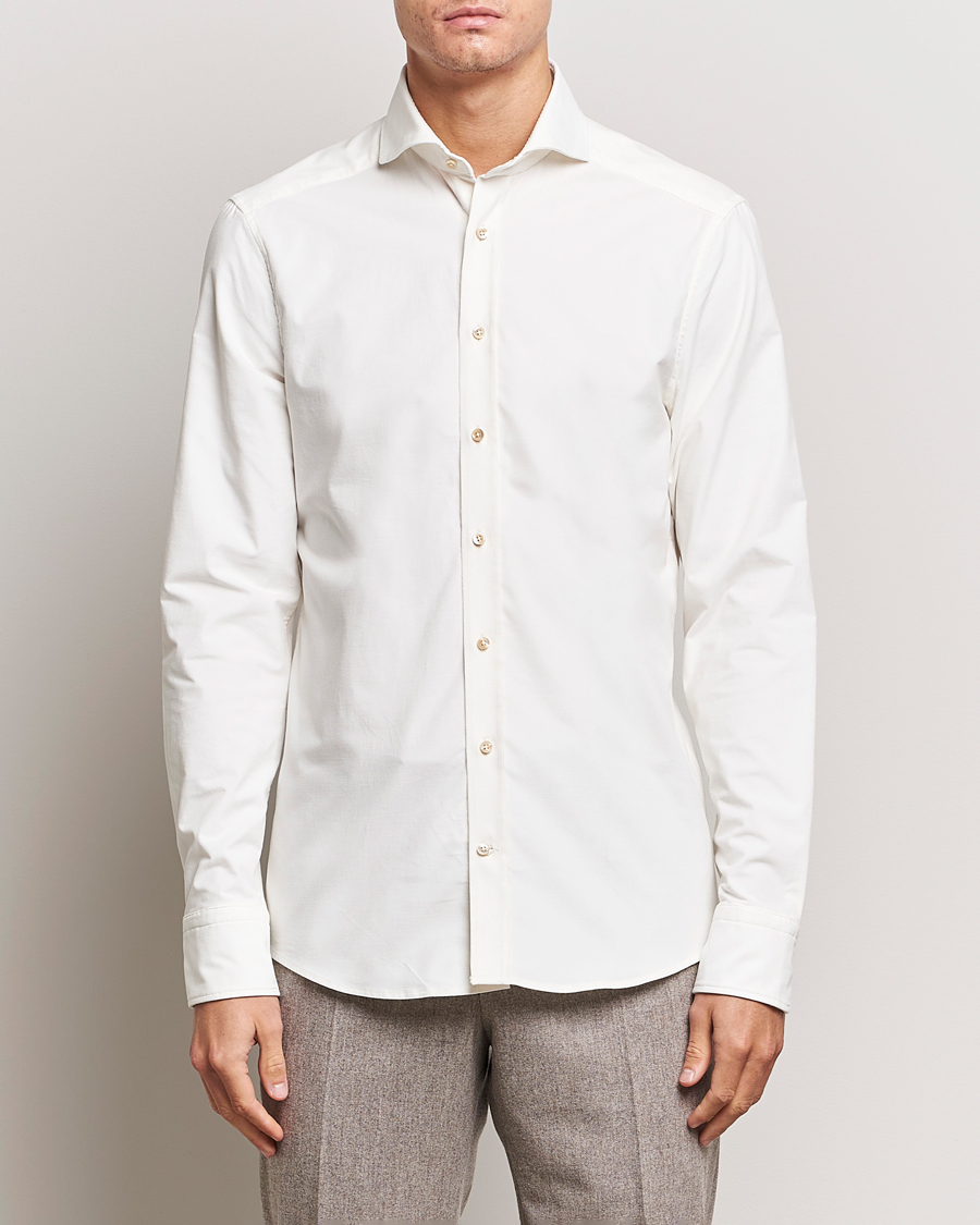 Herre | Cordfløyelskjorter | Stenströms | Slimline Cut Away Corduroy Shirt White