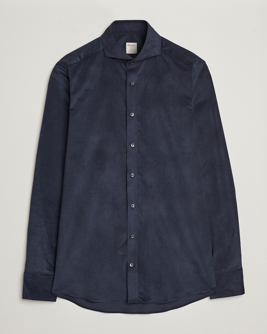 Herre | Skjorter | Stenströms | Slimline Cut Away Corduroy Shirt Navy