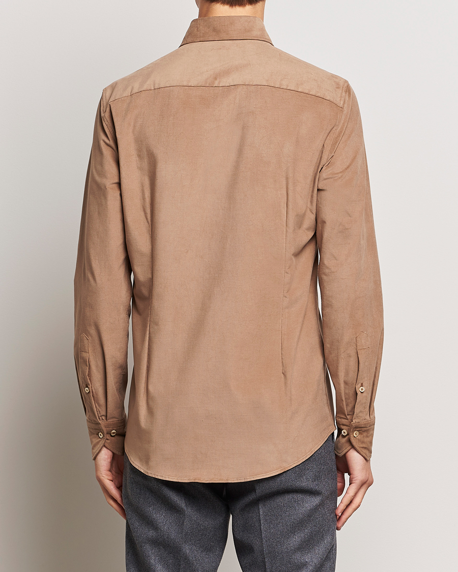 Herre | Skjorter | Stenströms | Slimline Cut Away Corduroy Shirt Camel