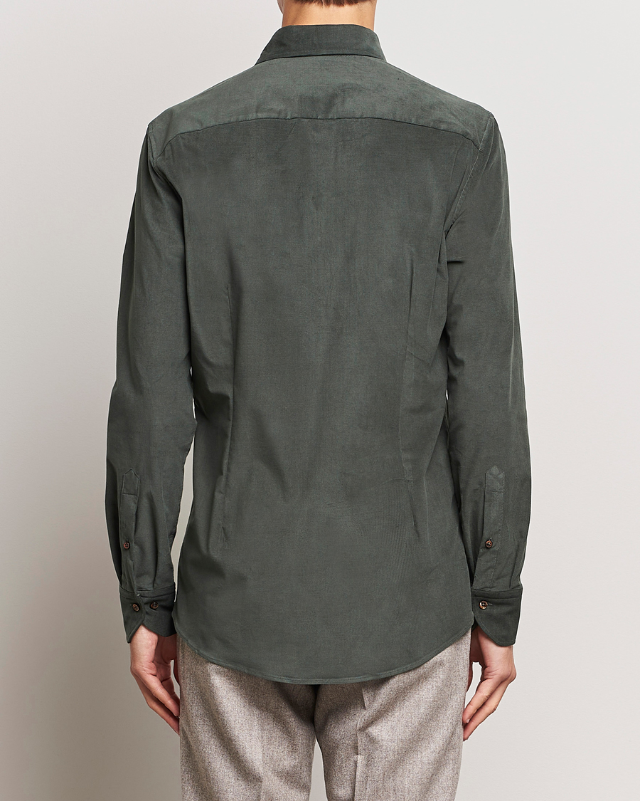 Herre | Skjorter | Stenströms | Slimline Cut Away Corduroy Shirt Dark Green