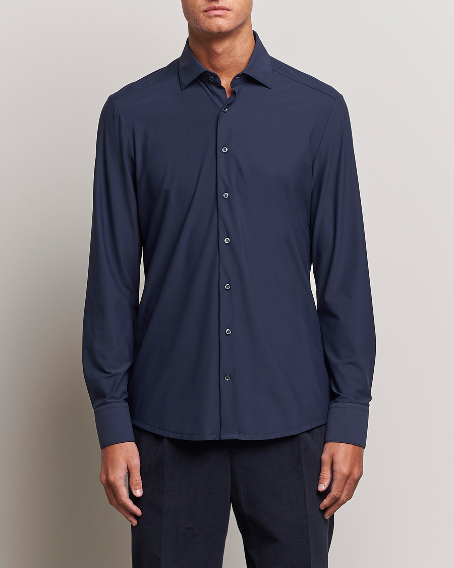 Herre | Skjorter | Stenströms | Slimline Cut Away 4-Way Stretch Shirt Navy