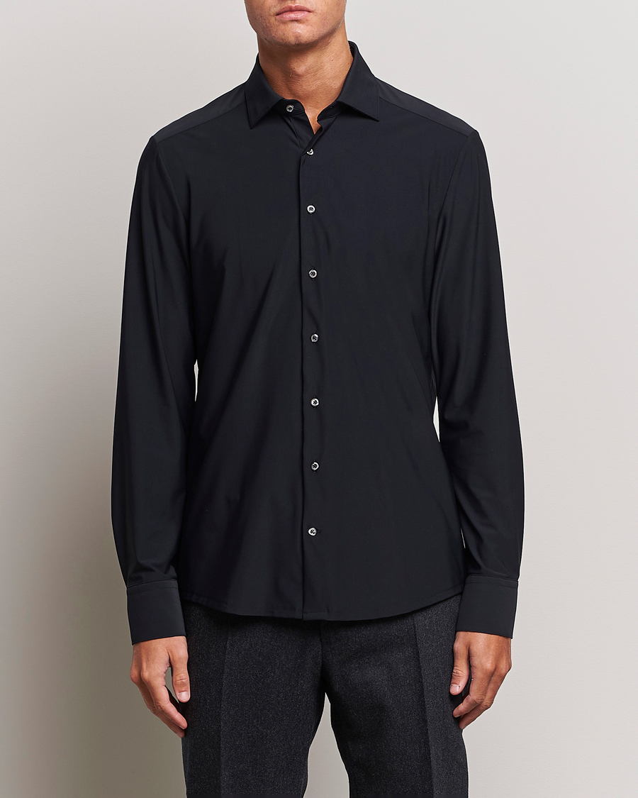 Herre | Businesskjorter | Stenströms | Slimline Cut Away 4-Way Stretch Shirt Black