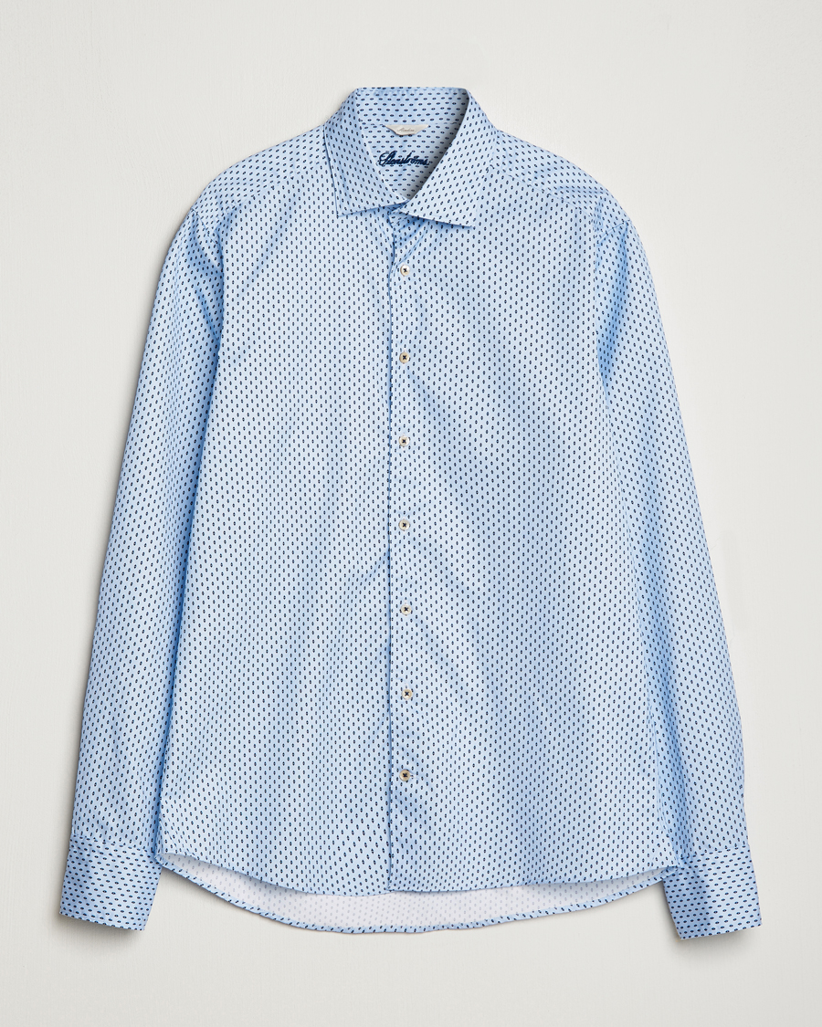 Herre | Skjorter | Stenströms | Slimline Printed Cut Away Shirt Light Blue