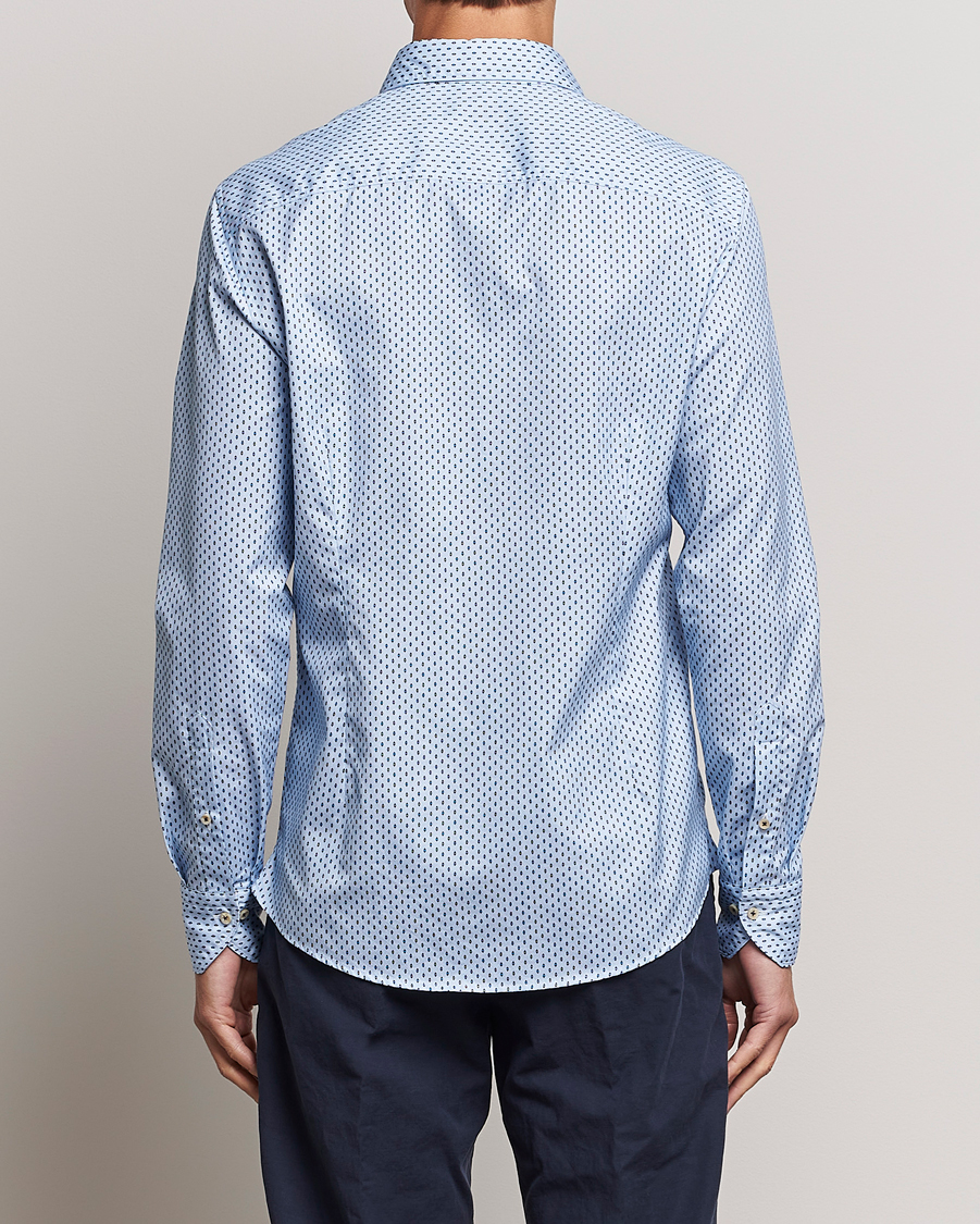 Herre | Skjorter | Stenströms | Slimline Printed Cut Away Shirt Light Blue