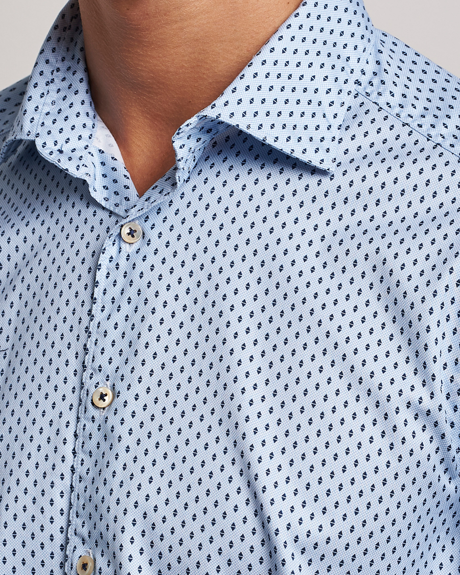 Herre | Skjorter | Stenströms | Slimline Printed Cut Away Shirt Light Blue