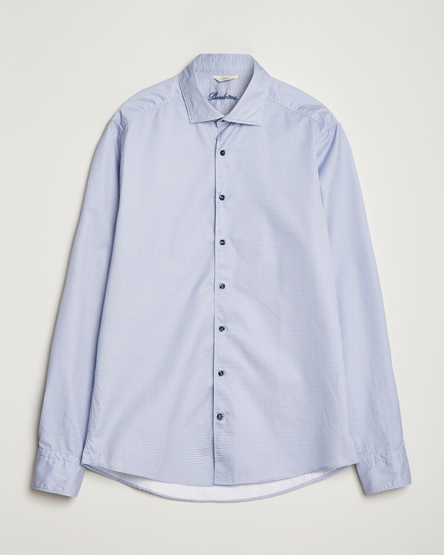 Herre | Businesskjorter | Stenströms | Slimline Micro Print Cut Away Shirt Blue