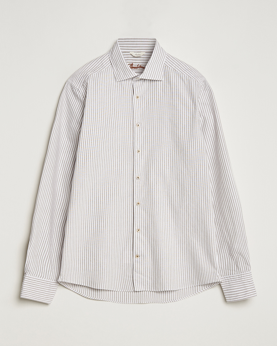 Herre | Skjorter | Stenströms | Slimline Striped Cut Away Oxford Shirt Brown