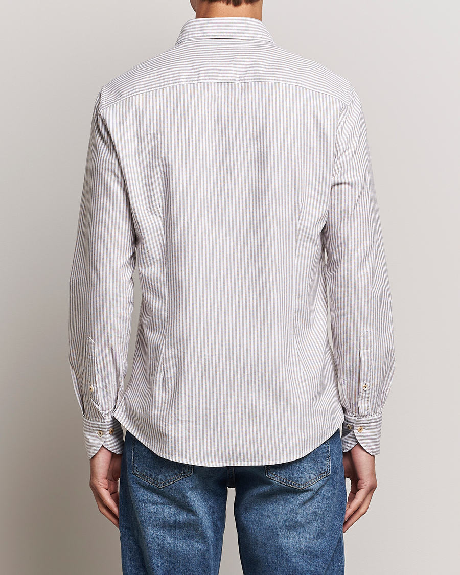 Herre | Skjorter | Stenströms | Slimline Striped Cut Away Oxford Shirt Brown