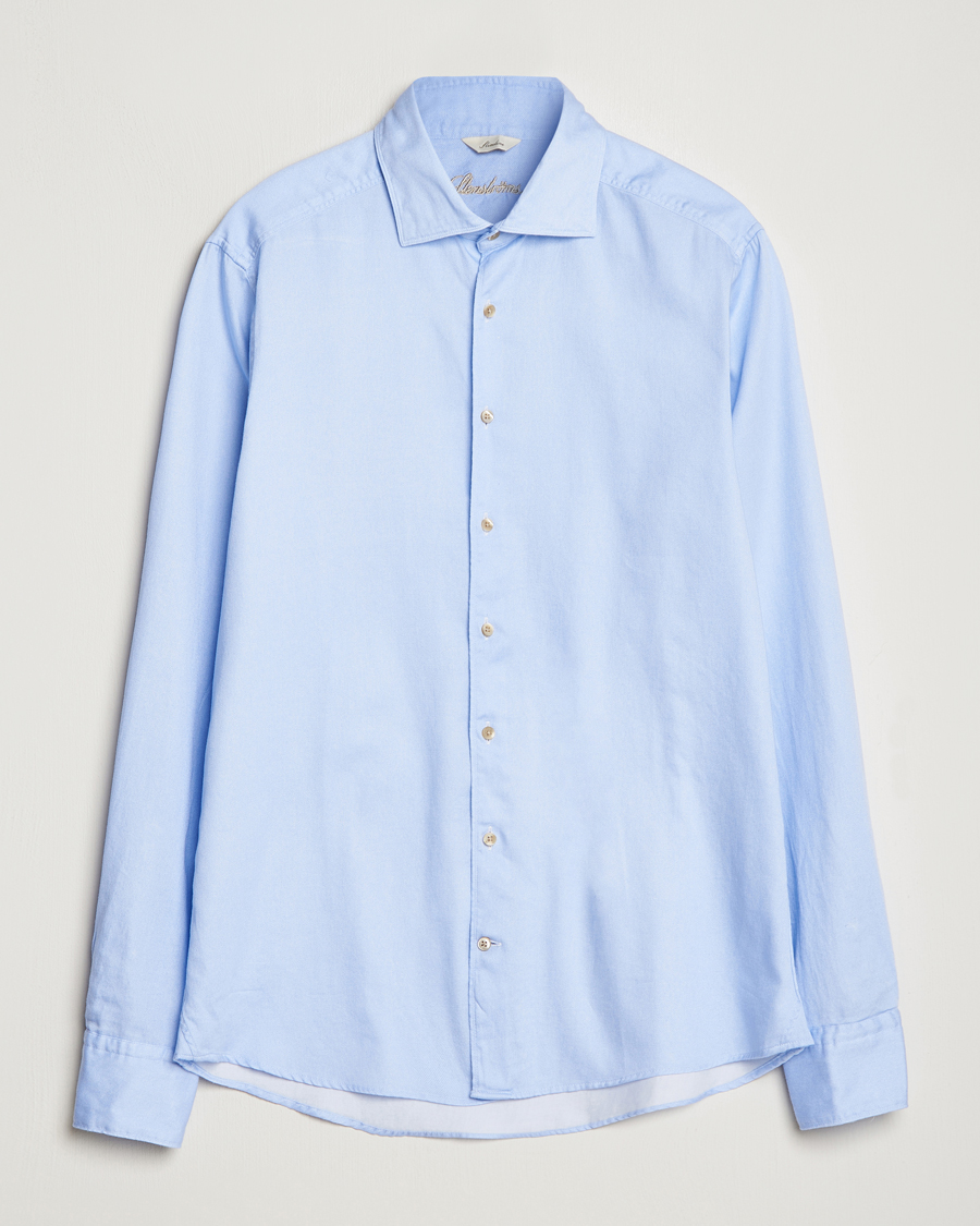 Herre |  | Stenströms | Slimline Printed Oxford Washed Cut Away Shirt Light Blue