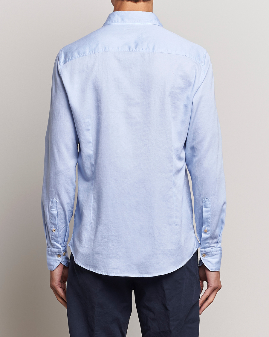 Herre | Skjorter | Stenströms | Slimline Printed Oxford Washed Cut Away Shirt Light Blue