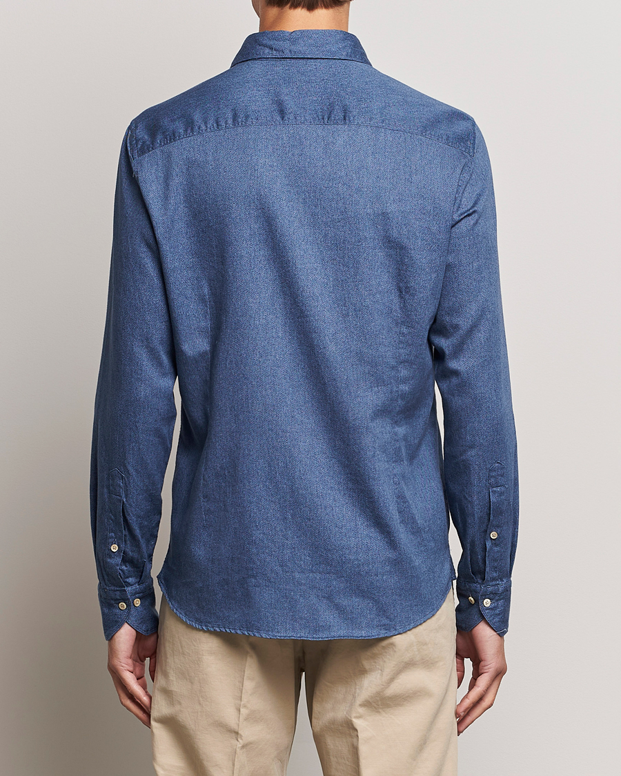 Herre | Skjorter | Stenströms | Slimline Printed Oxford Washed Cut Away Shirt Dark Blue
