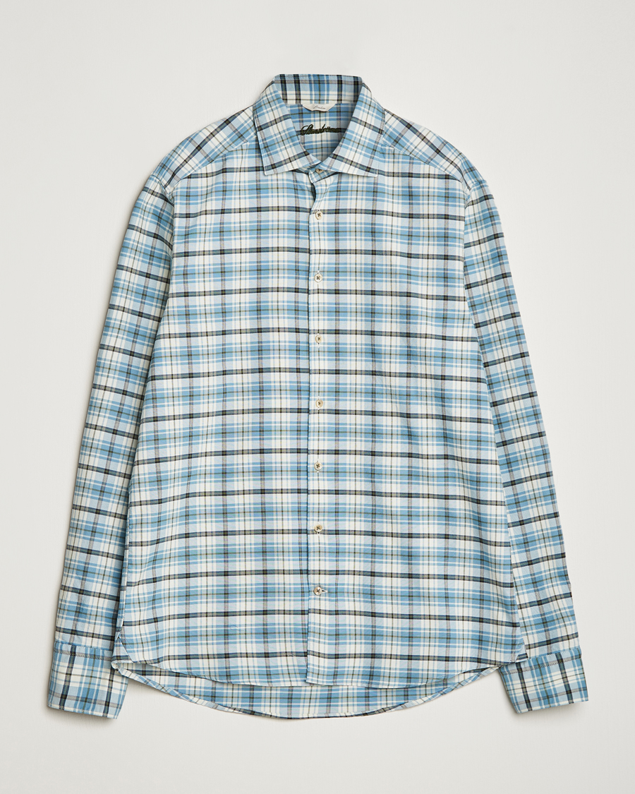 Herre | Skjorter | Stenströms | Slimline Checked Oxford Cut Away Shirt Light Blue