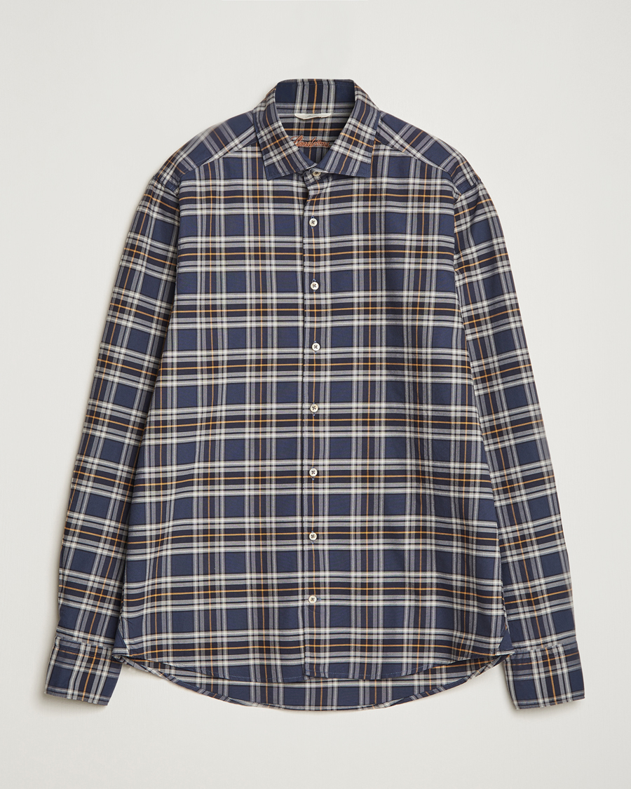 Herre | Skjorter | Stenströms | Slimline Checked Oxford Cut Away Shirt Blue