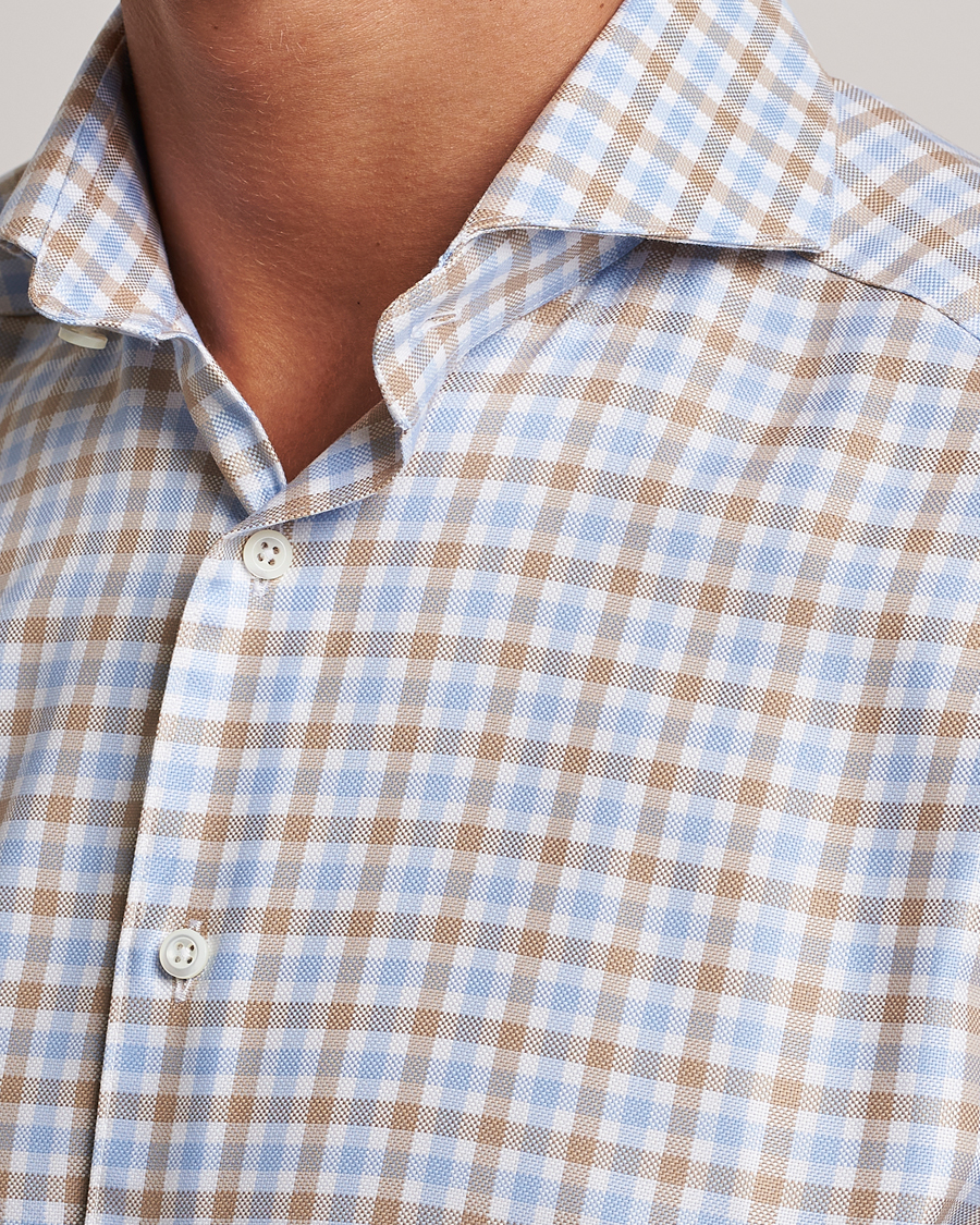 Herre | Skjorter | Stenströms | Slimline Checked Royal Oxford Shirt Beige/Blue