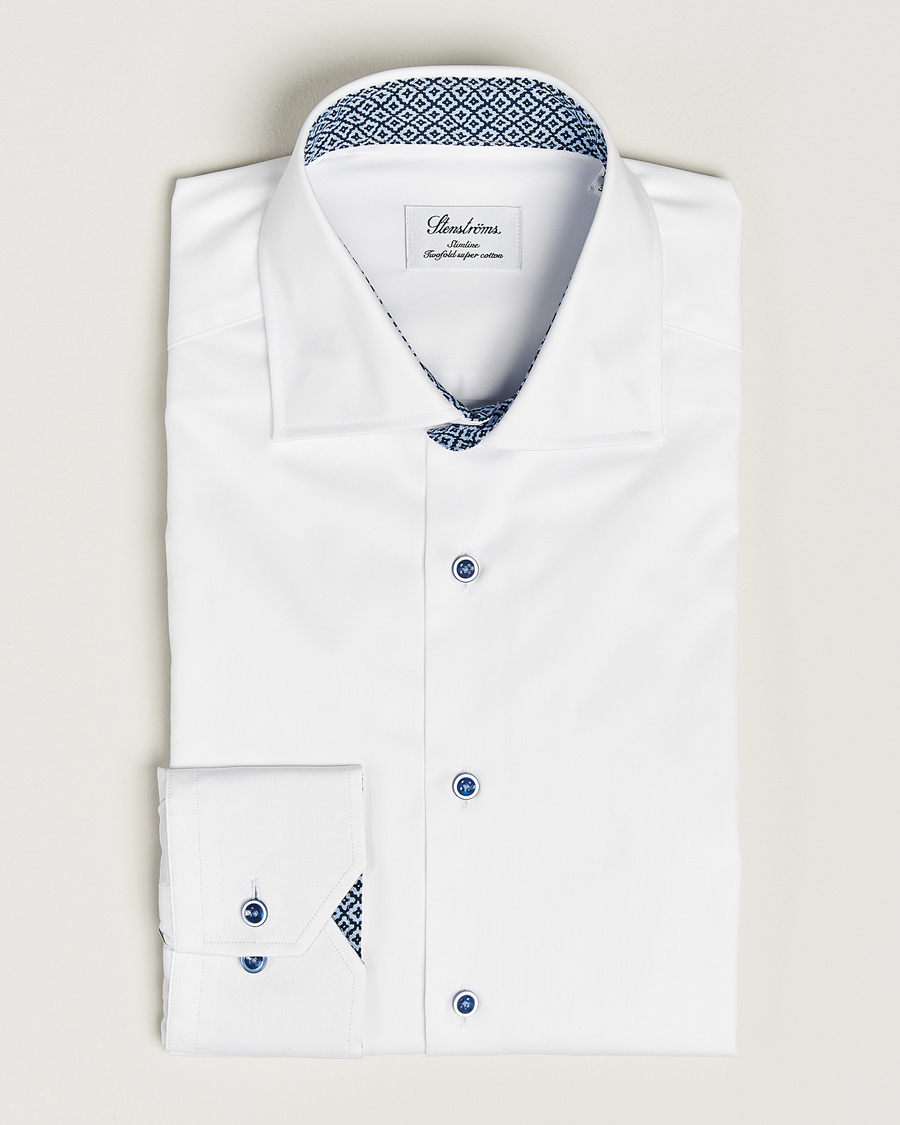 Herre | Skjorter | Stenströms | Slimline Contrast Cut Away Shirt White