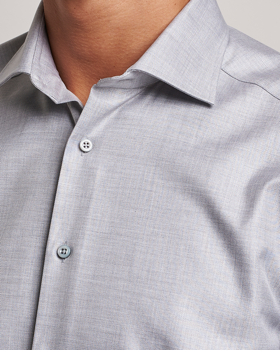 Herre | Skjorter | Stenströms | Slimline Two Fold Melange Cut Away Shirt Grey