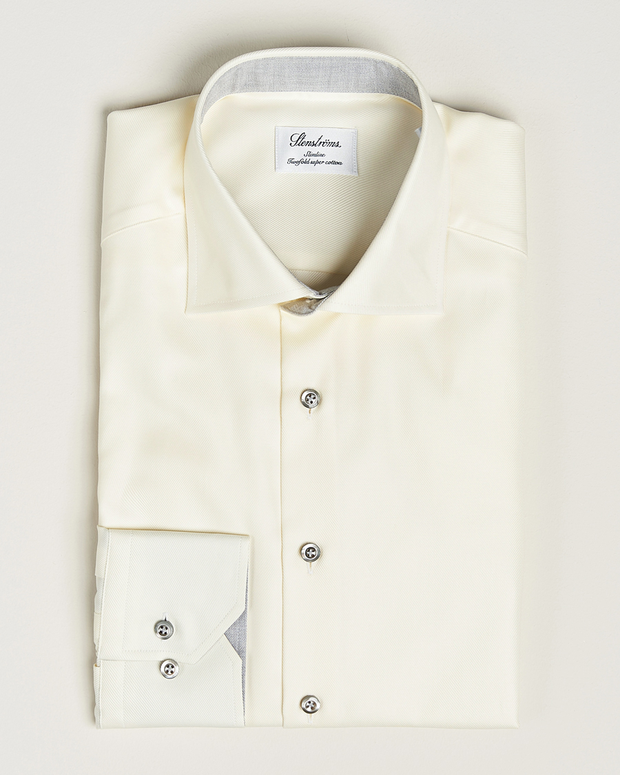 Herre |  | Stenströms | Slimline Two Fold Contrast Cut Away Shirt Yellow