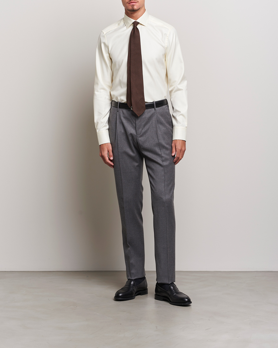 Herre | Skjorter | Stenströms | Slimline Two Fold Contrast Cut Away Shirt Yellow