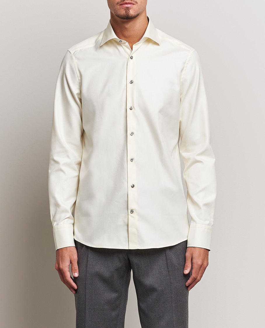 Herre |  | Stenströms | Slimline Two Fold Contrast Cut Away Shirt Yellow