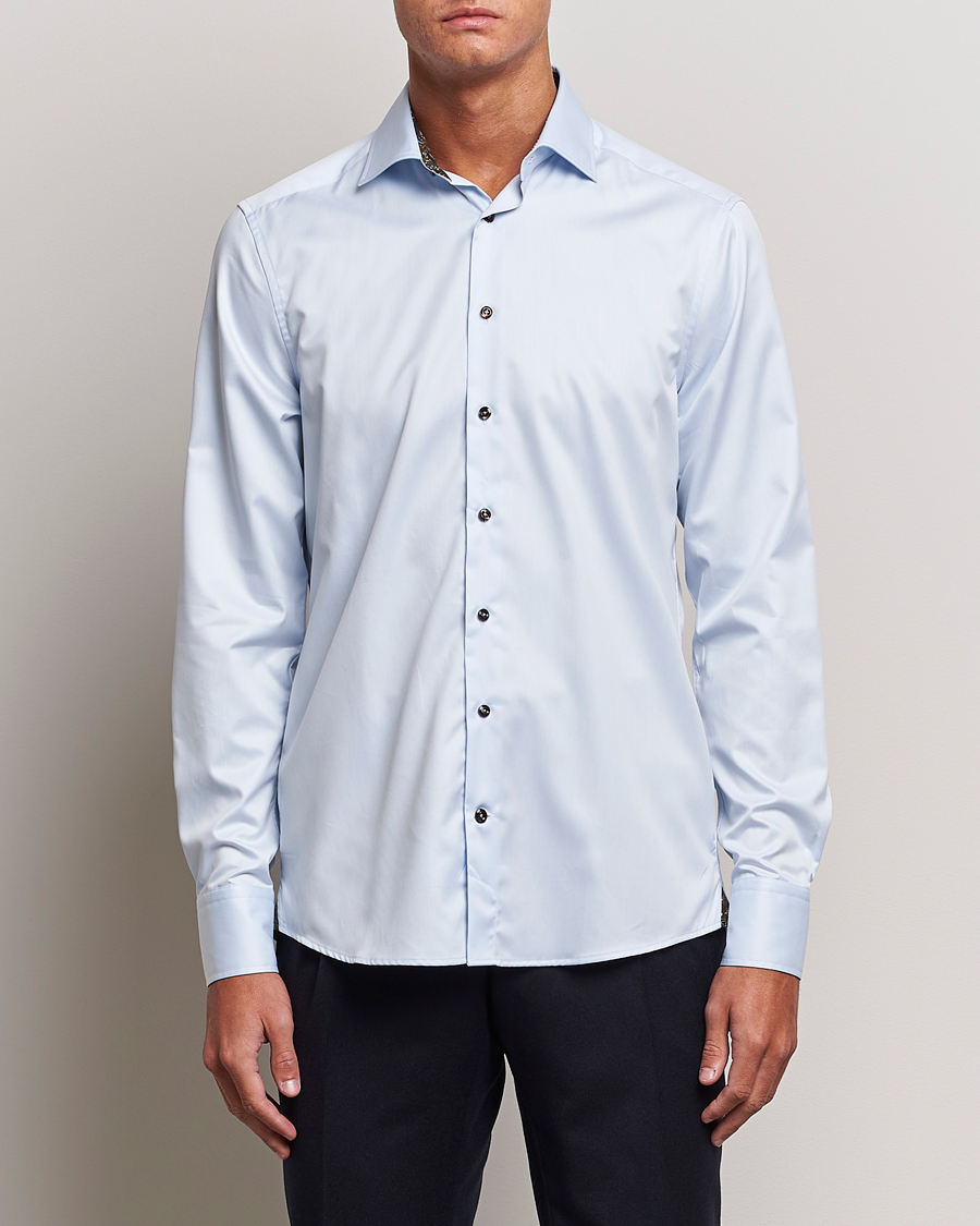 Herre | Skjorter | Stenströms | Slimline Contrast Cut Away Shirt Light Blue