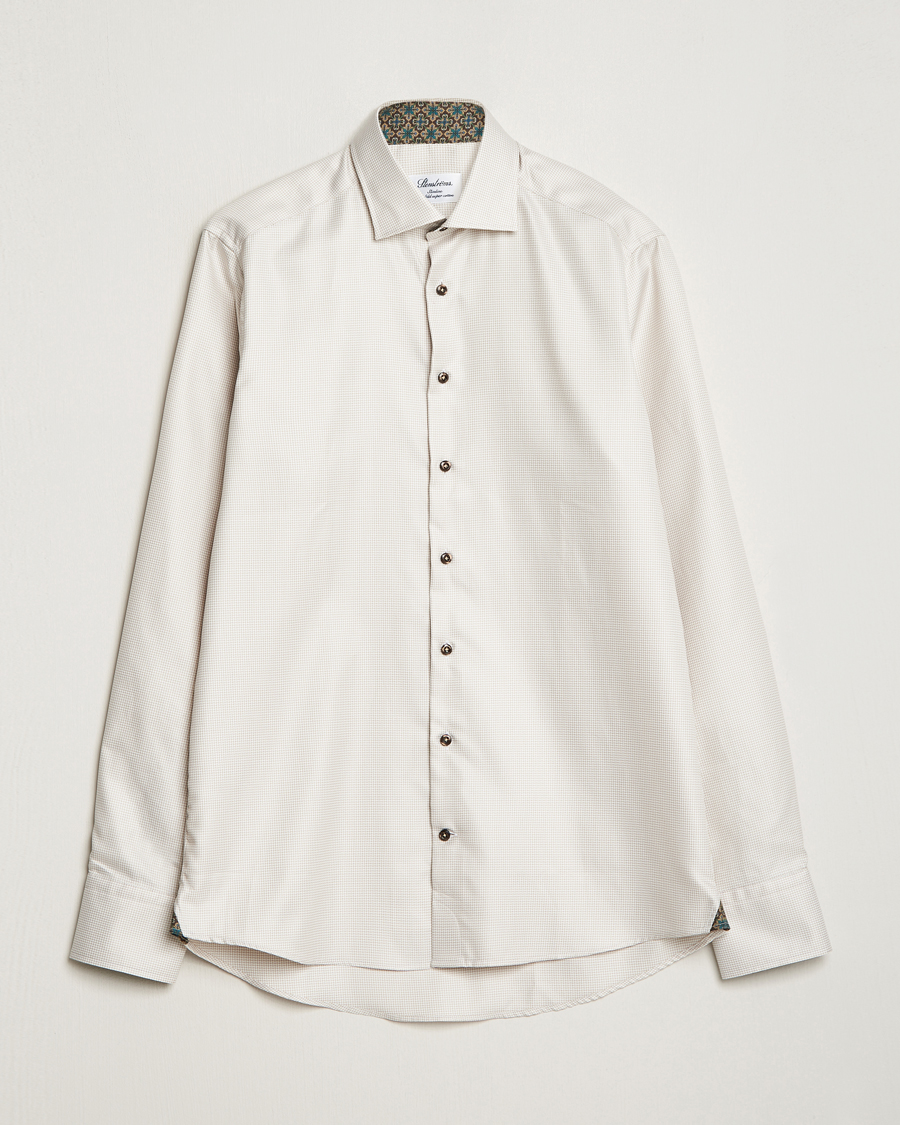 Herre | Businesskjorter | Stenströms | Slimline Micro Structure Contrast Shirt Beige