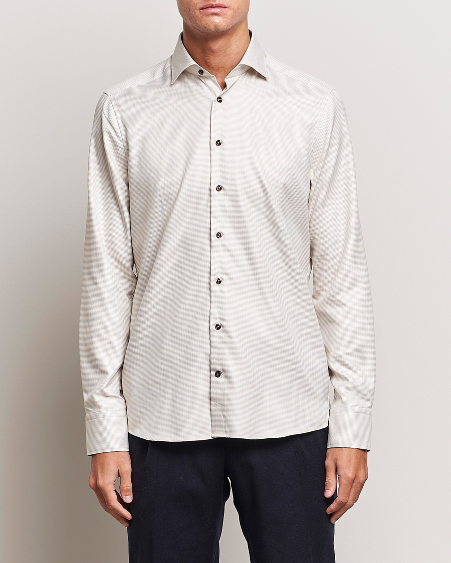 Herre |  | Stenströms | Slimline Micro Structure Contrast Shirt Beige