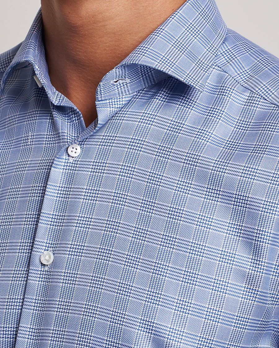 Herre | Skjorter | Stenströms | Slimline Checked Cut Away Shirt Blue