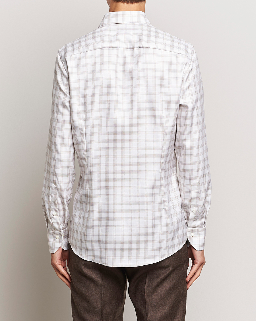Herre | Skjorter | Stenströms | Slimline Checked Cut Away Shirt White/Brown