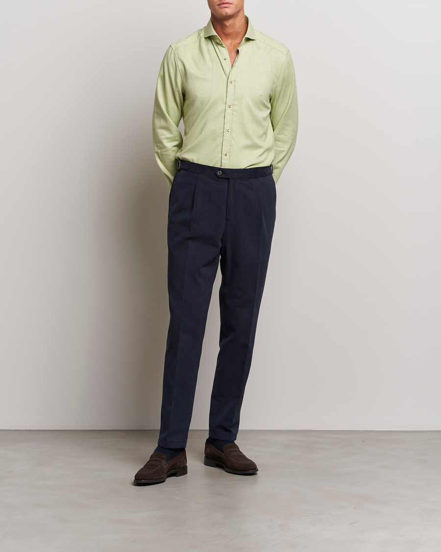 Herre | Skjorter | Stenströms | Slimline Flannel Shirt Green