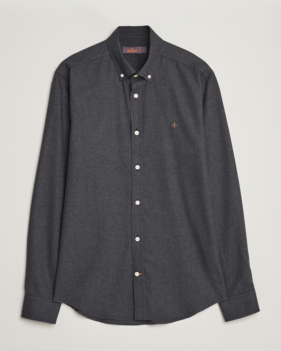 Herre | Skjorter | Morris | Watts Flanell Shirt Dark Grey