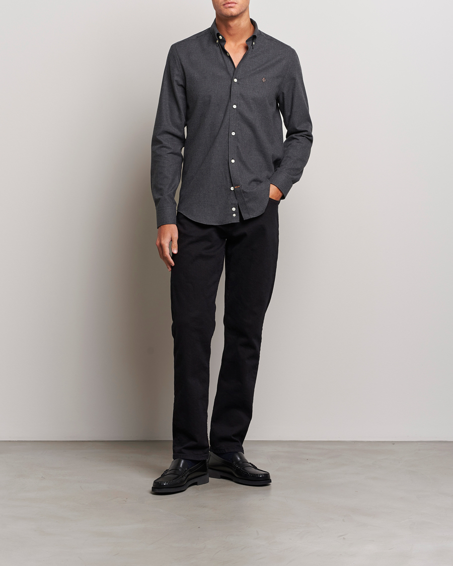 Herre | Skjorter | Morris | Watts Flanell Shirt Dark Grey