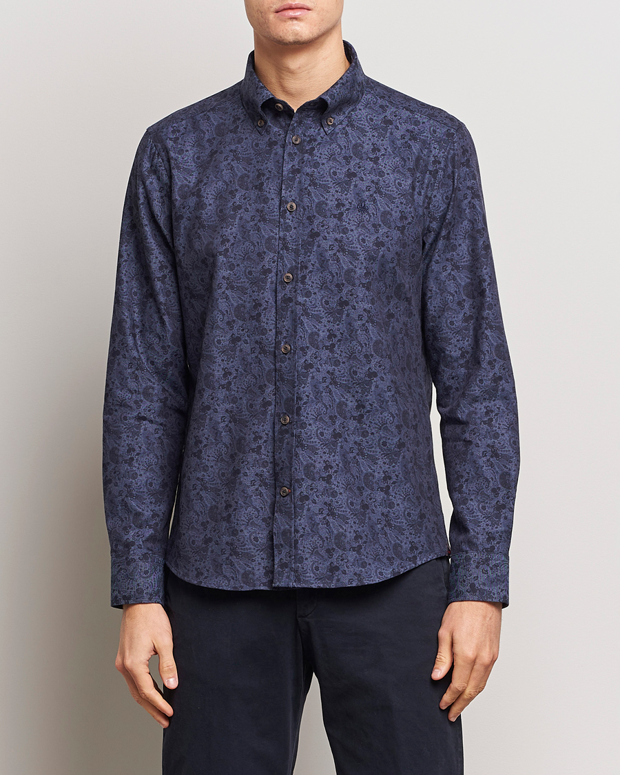 Herre |  | Morris | Printed Flower Shirt Navy