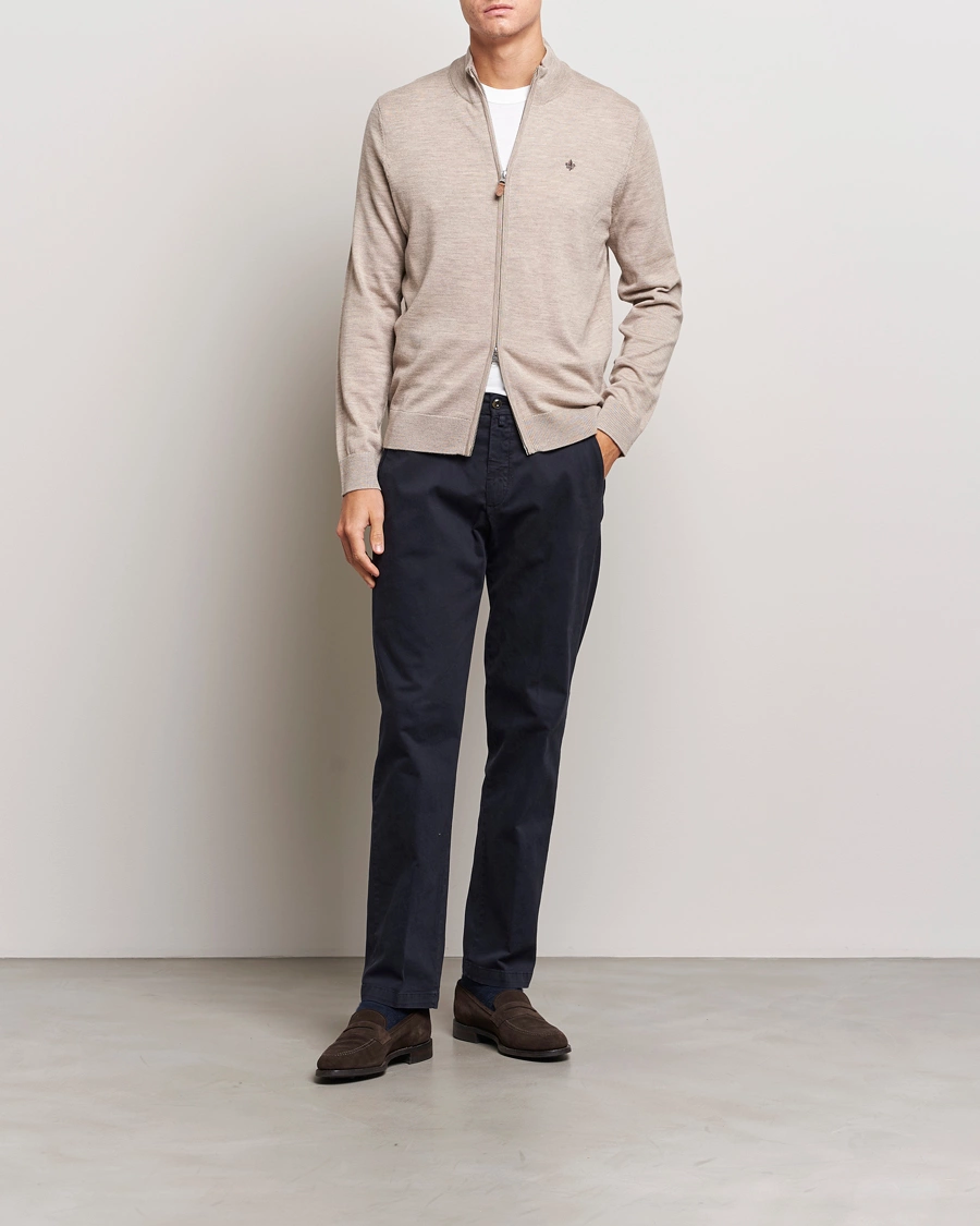 Herre | Gensere | Morris | Merino Zip Cardigan Khaki