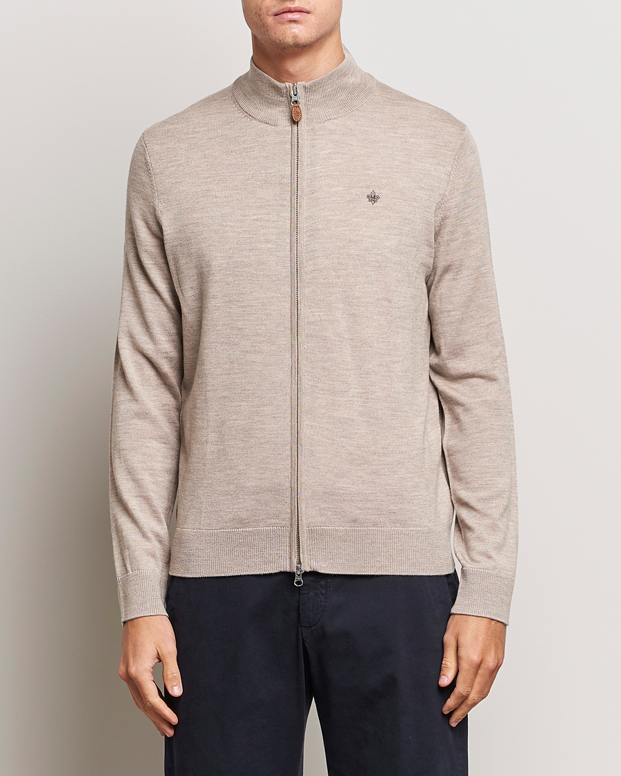 Herre |  | Morris | Merino Full Zip Cardigan Khaki