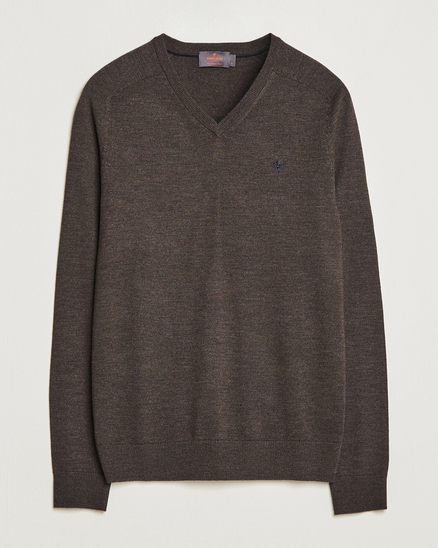 Herre | Gensere | Morris | Merino V-neck Brown