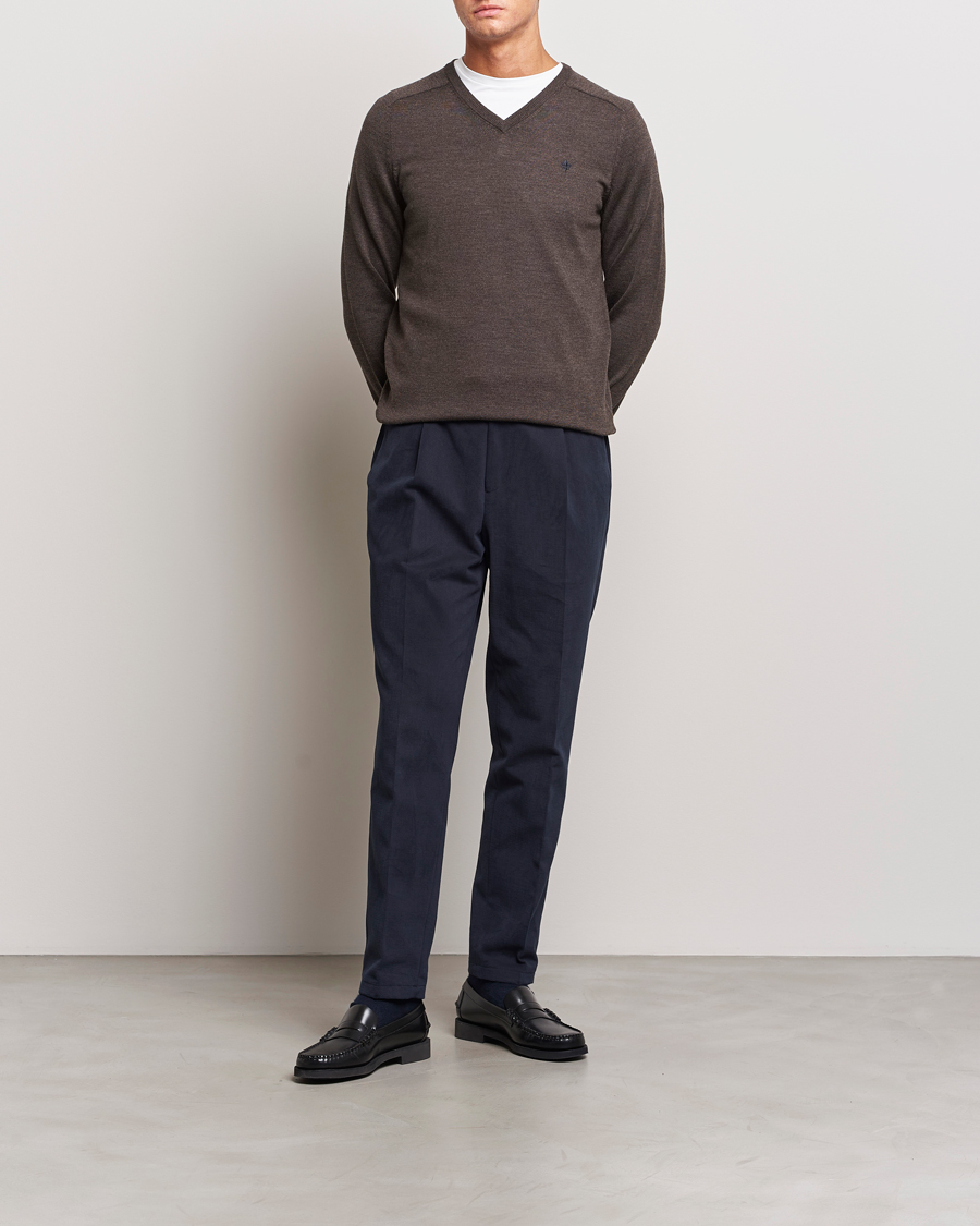 Herre | Gensere | Morris | Merino V-neck Brown
