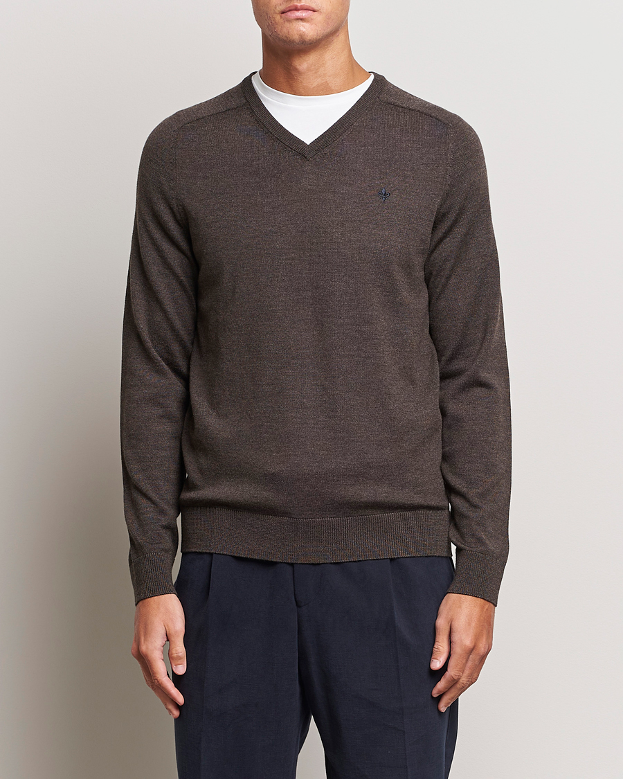 Herre | Pullovers v-hals | Morris | Merino V-neck Brown