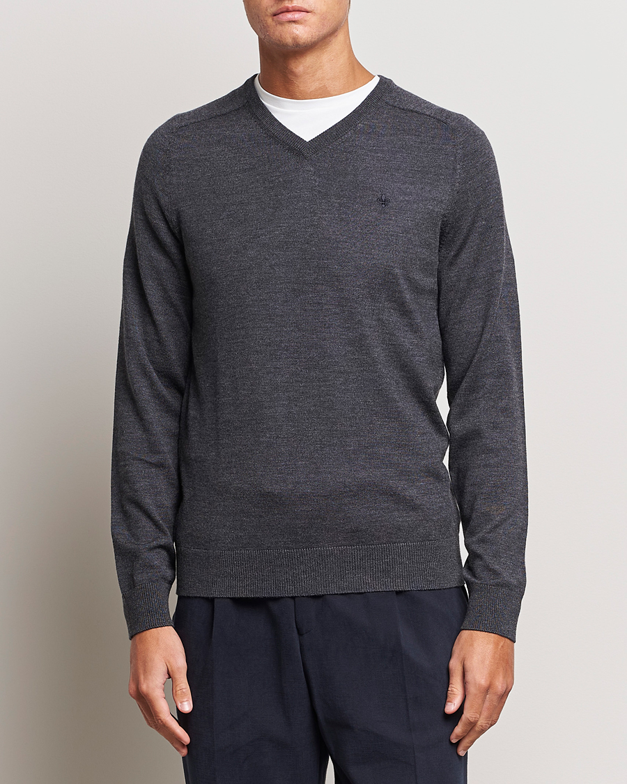 Herr | Pullover V-ringade | Morris | Merino V-neck Grey