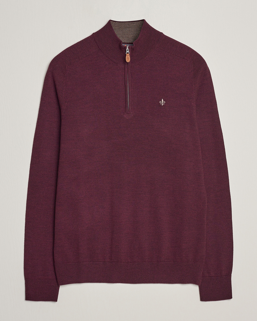 Herre | Gensere | Morris | John Merino Half Zip Wine Red