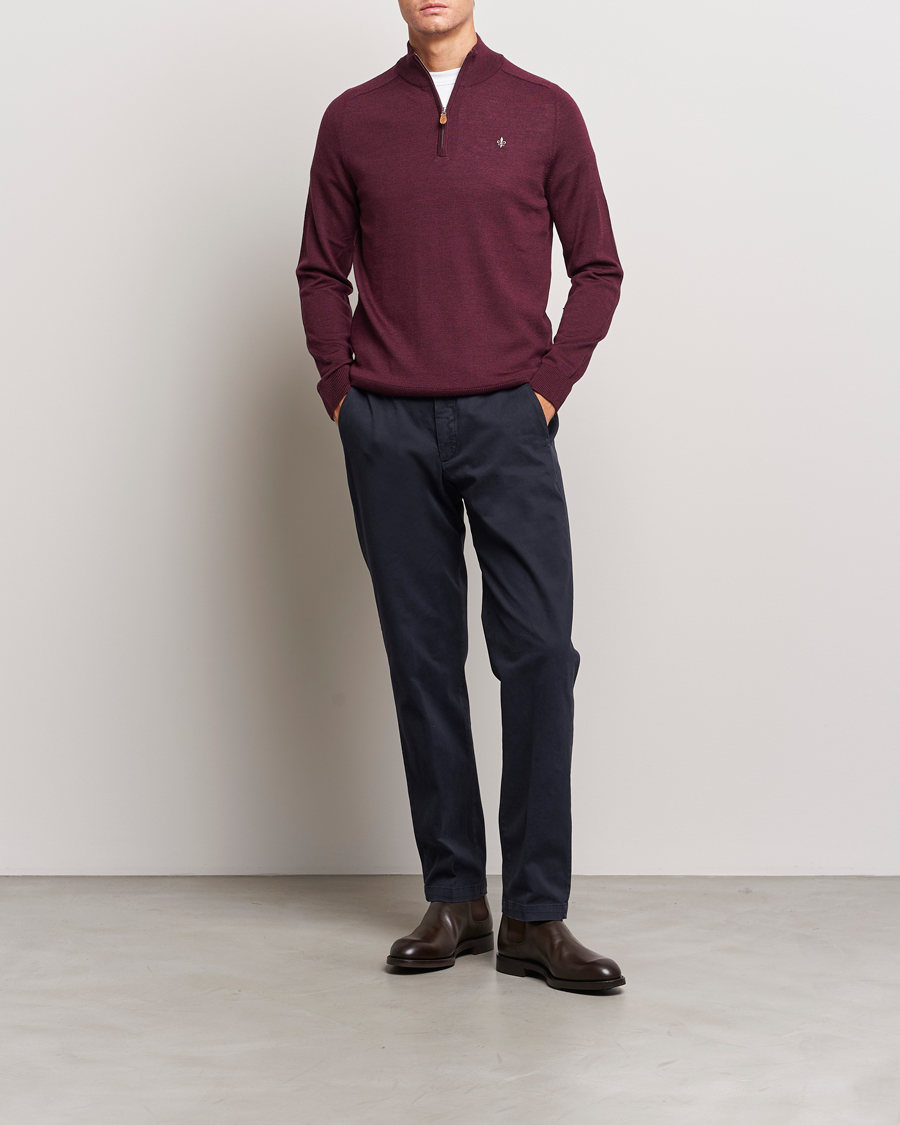 Herre | Gensere | Morris | John Merino Half Zip Wine Red