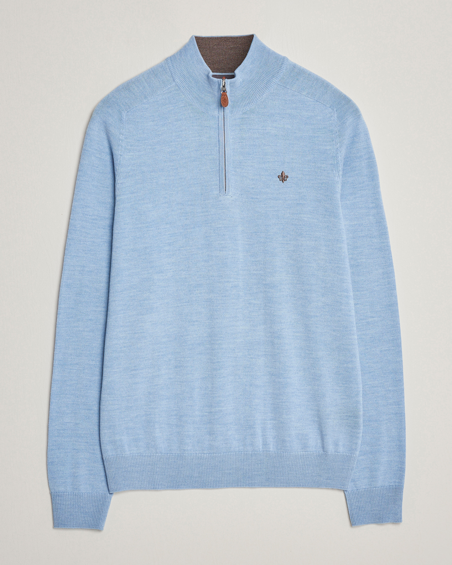 Herre | Gensere | Morris | John Merino Half Zip Light Blue