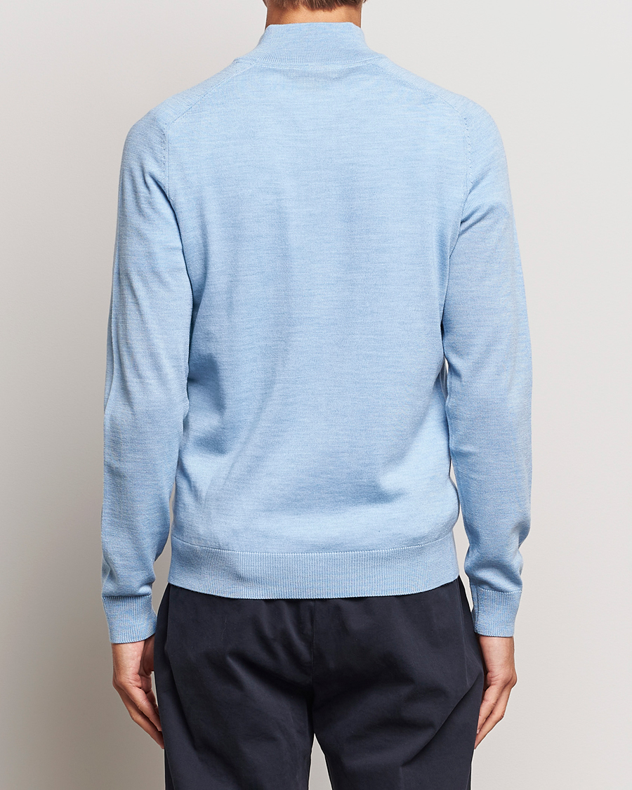 Herre | Gensere | Morris | John Merino Half Zip Light Blue