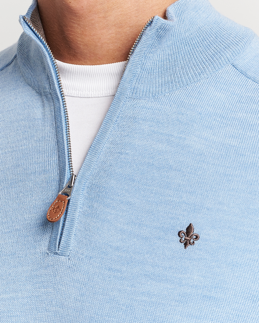 Herre | Gensere | Morris | John Merino Half Zip Light Blue