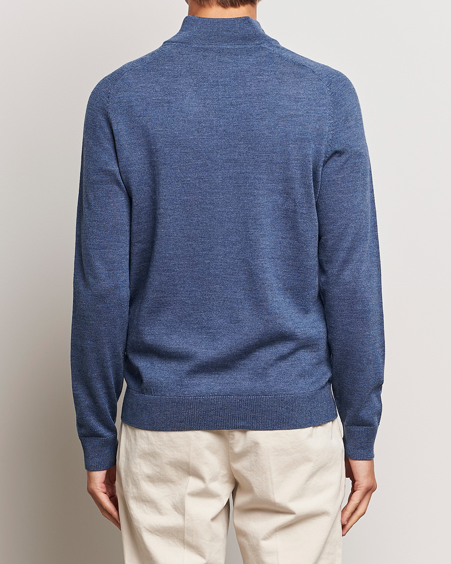 Herre | Gensere | Morris | John Merino Half Zip Mid Blue