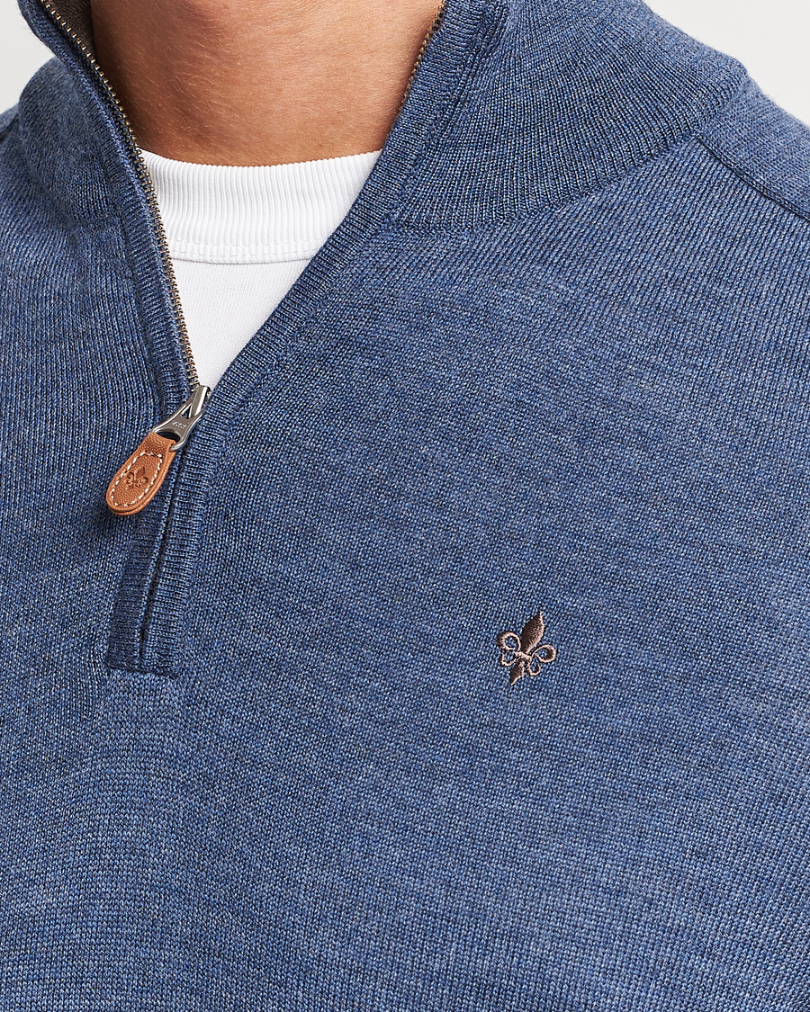 Herre | Gensere | Morris | John Merino Half Zip Mid Blue