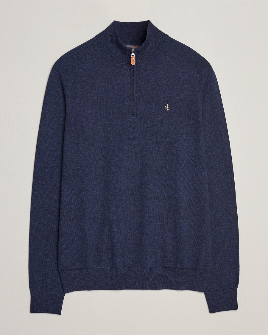 Herre | Gensere | Morris | John Merino Half Zip Blue