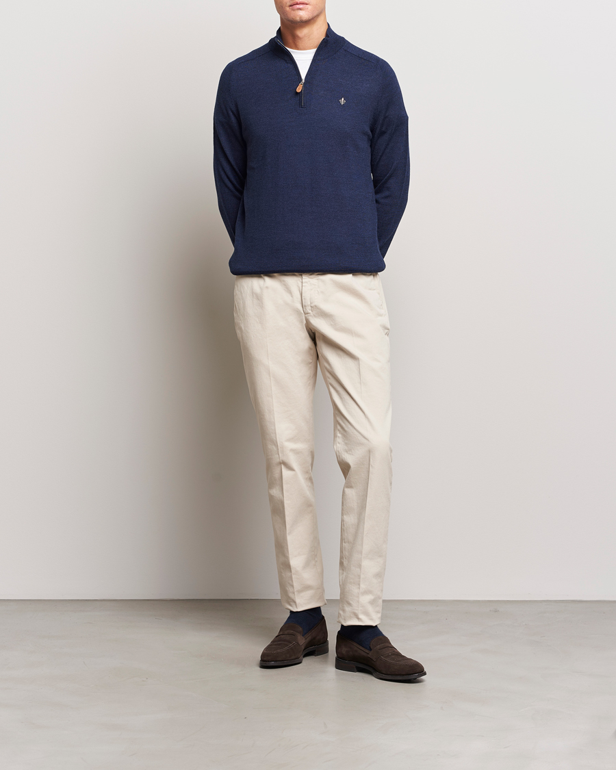 Herre | Gensere | Morris | John Merino Half Zip Blue