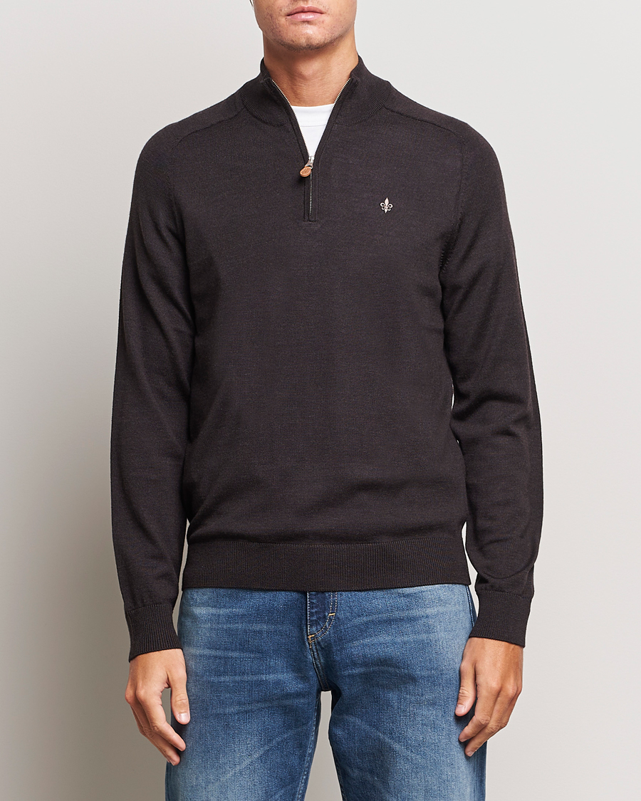 Herre | Gensere | Morris | John Merino Half Zip Brown