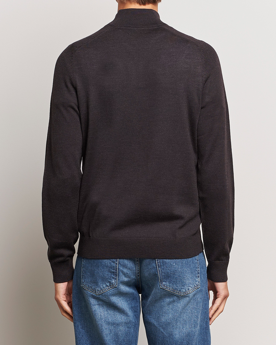 Herre | Gensere | Morris | John Merino Half Zip Brown